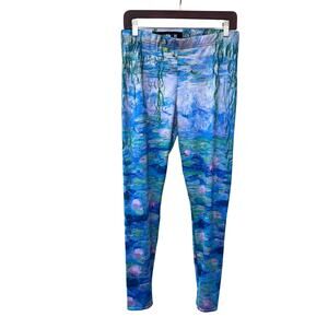 Blackmilk Monet Water Lilies Art Print Leggings XL Colorful Yoga Festival Pants